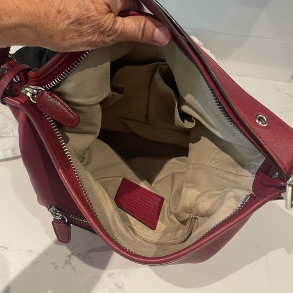 Coach Red Leather Hobo Shoulder Bag with Tassel - Picture 4 of 5